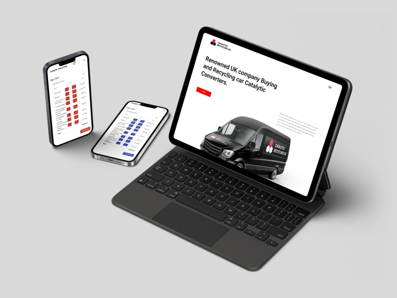 Supplied customer example showing recycling software on tablet and smartphones
